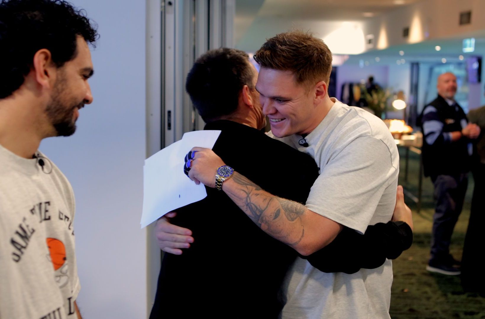 Guests greeting each other at a Game Time event